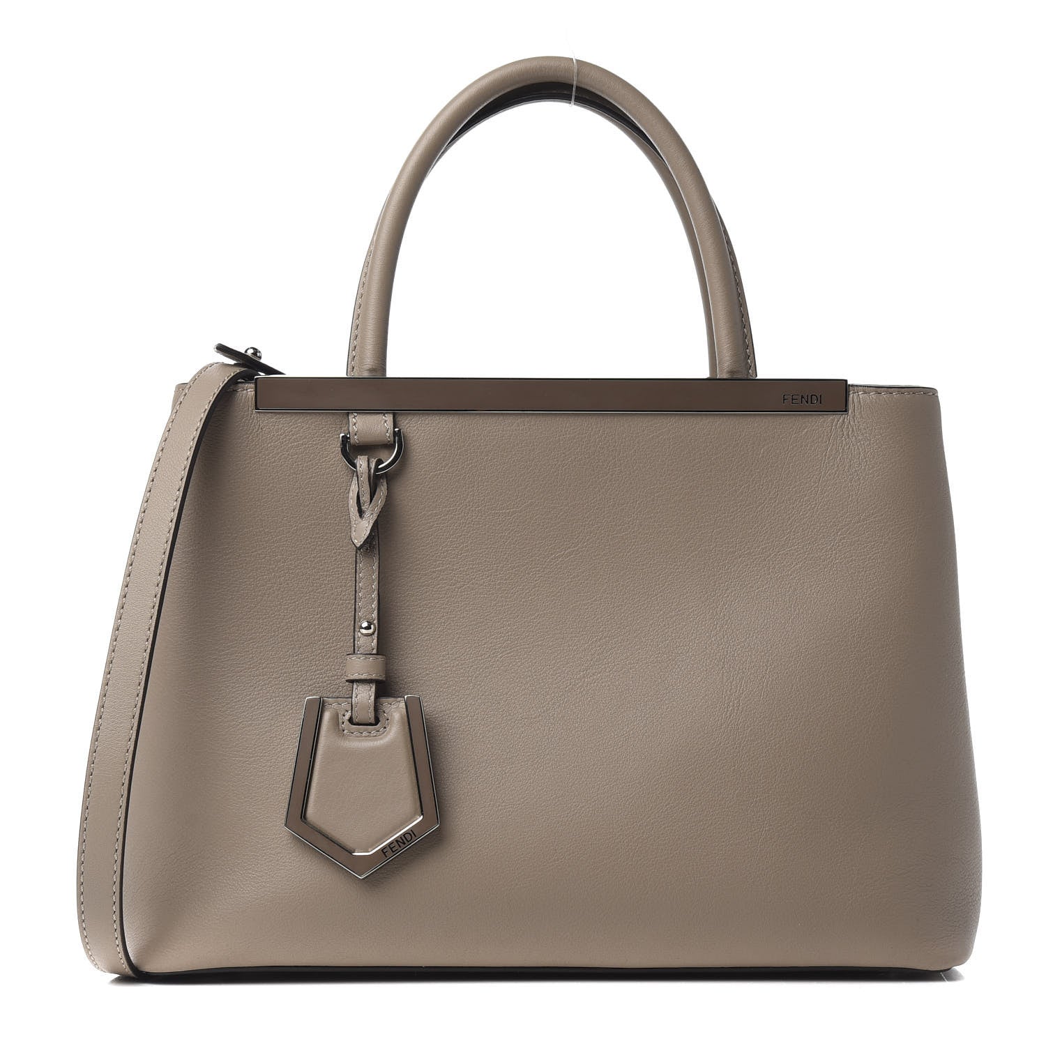 Fendi Vitello Dolce Century Petite 2Jours Tote Tortora Carbone 1 of 9