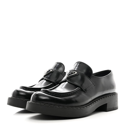 Prada Spazzolato Metal Triangle Logo 50mm Loafers 40.5 Black 3 of 9
