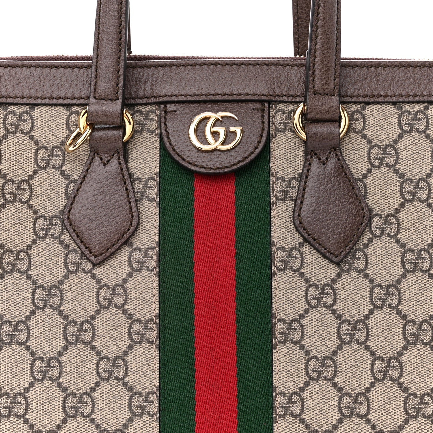 Gucci GG Supreme Monogram Web Medium Ophidia Tote Bag Brown 8 of 10
