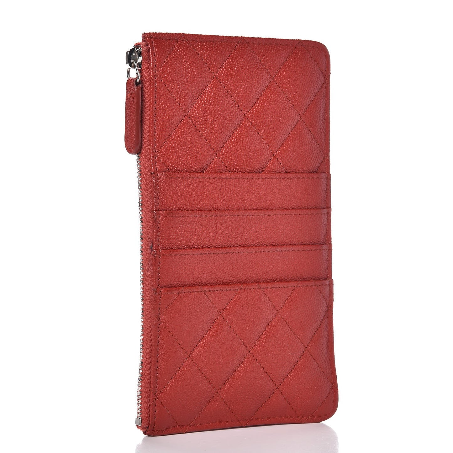 Caviar Quilted Classic Flat Wallet Pouch Red