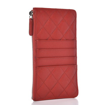 Chanel Caviar Quilted Classic Flat Wallet Pouch Red 3 of 11