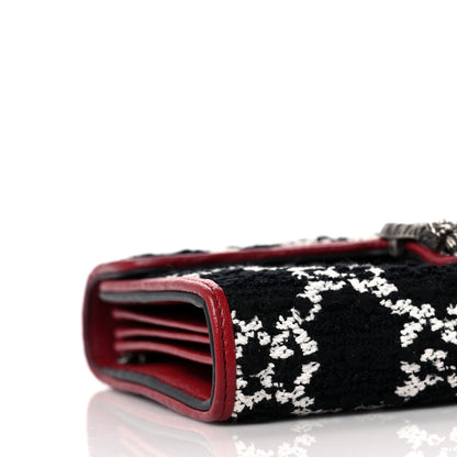 Gucci Tweed GG Monogram Mini Dionysus Chain Wallet Black White Romantic Cherry 7 of 8