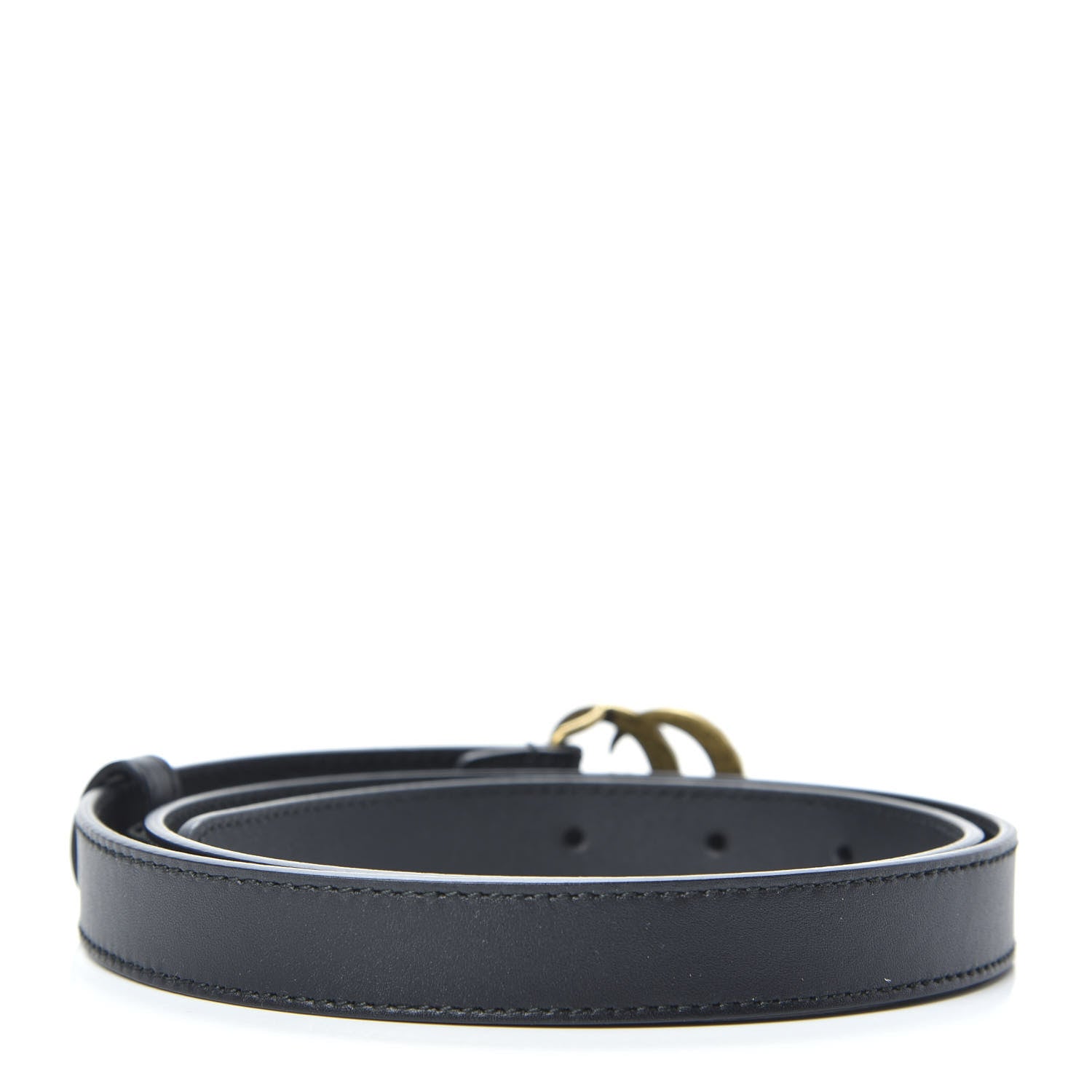 Gucci Moon Calfskin Pearl Double G 20mm Belt 80 32 Black Cream 2 of 4