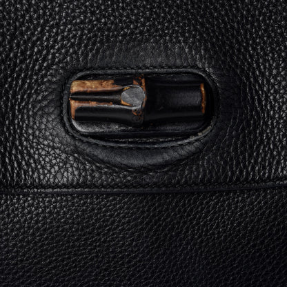 Gucci Pebbled Calfskin Large Bamboo Daily Top Handle Bag Black 19 of 19