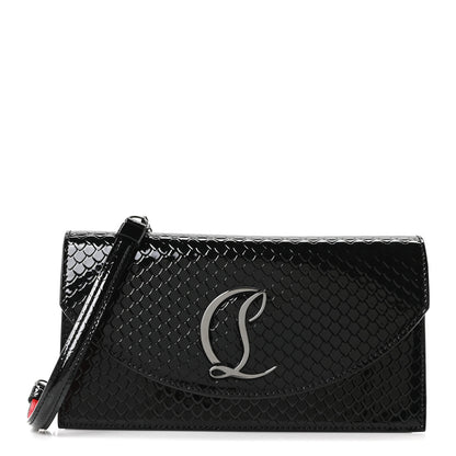 Christian Louboutin Jurassic Snakeskin Embossed Loubi54 Crossbody Clutch Black 1 of 9