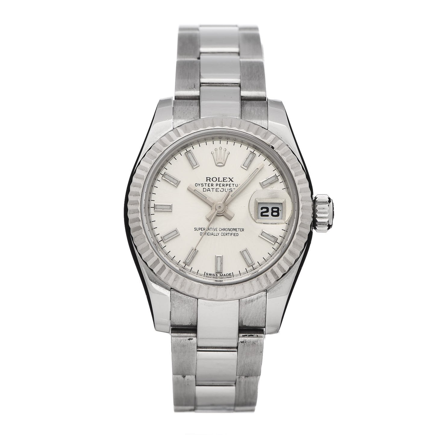 Stainless Steel 18K White Gold 26mm Oyster Perpetual Datejust Watch Silver 179174