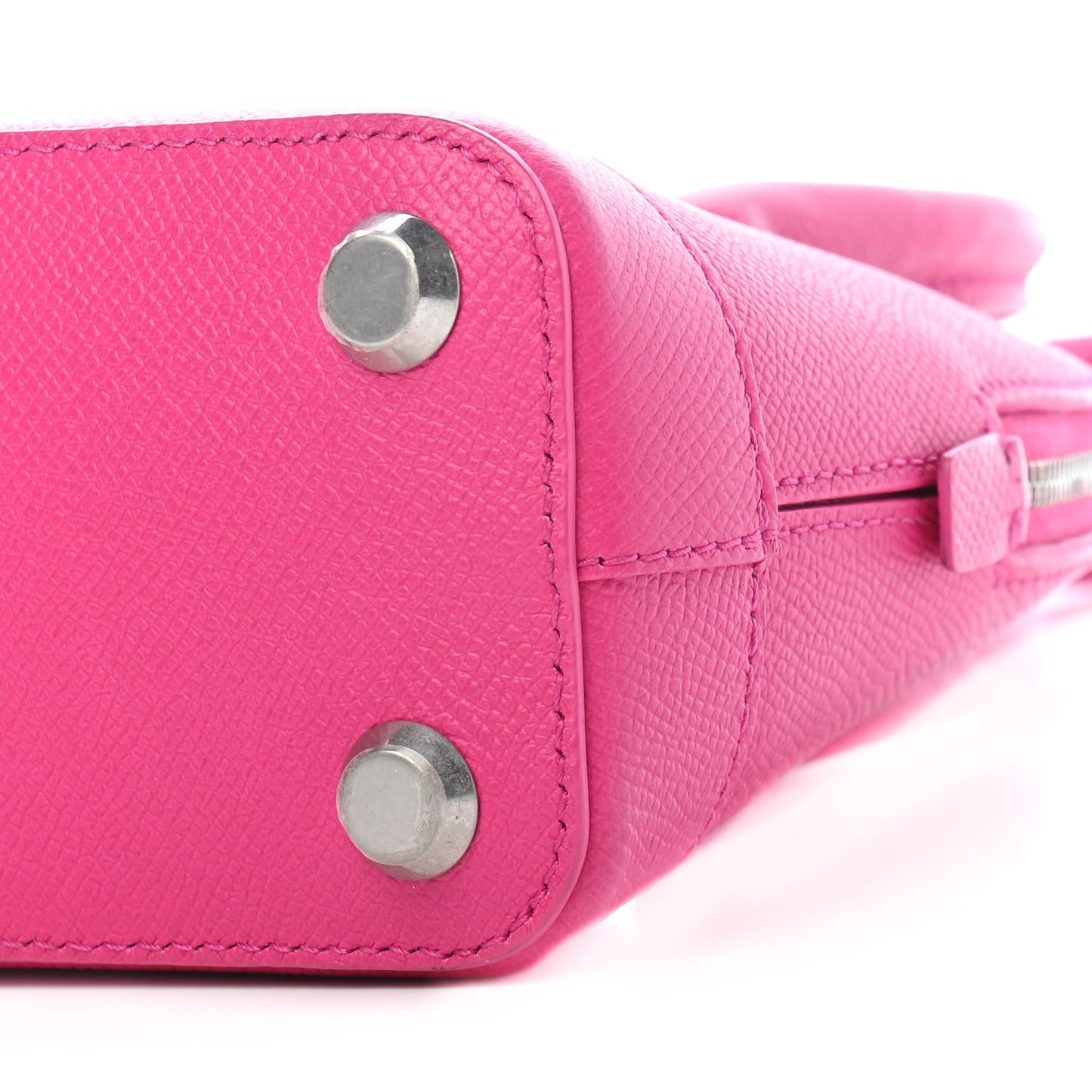 Signature Grained Calfskin Logo XXS Ville Top Handle Bag Fuchsia