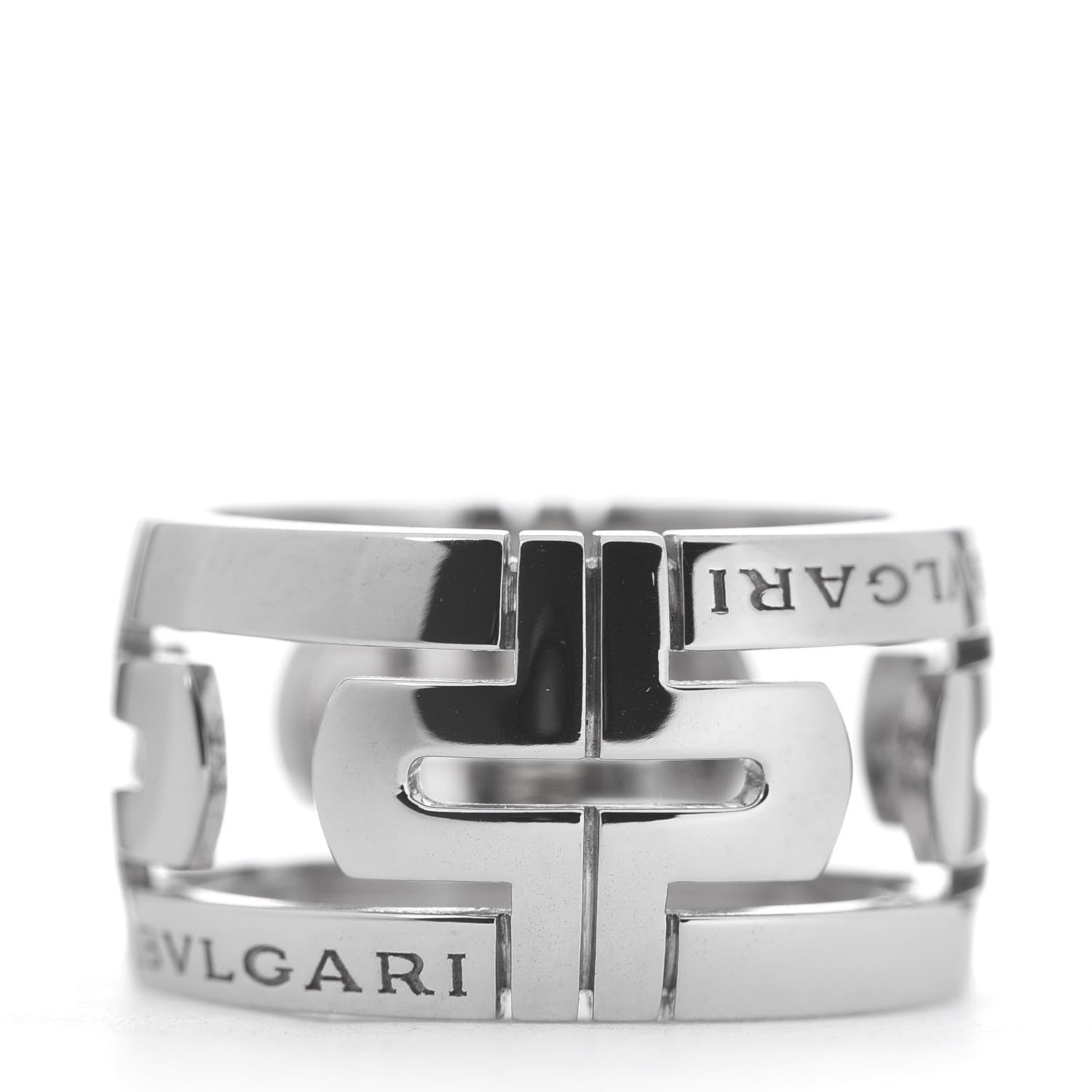 Bulgari 18K White Gold Wide Parentesi Band Ring 52 6 3 of 4
