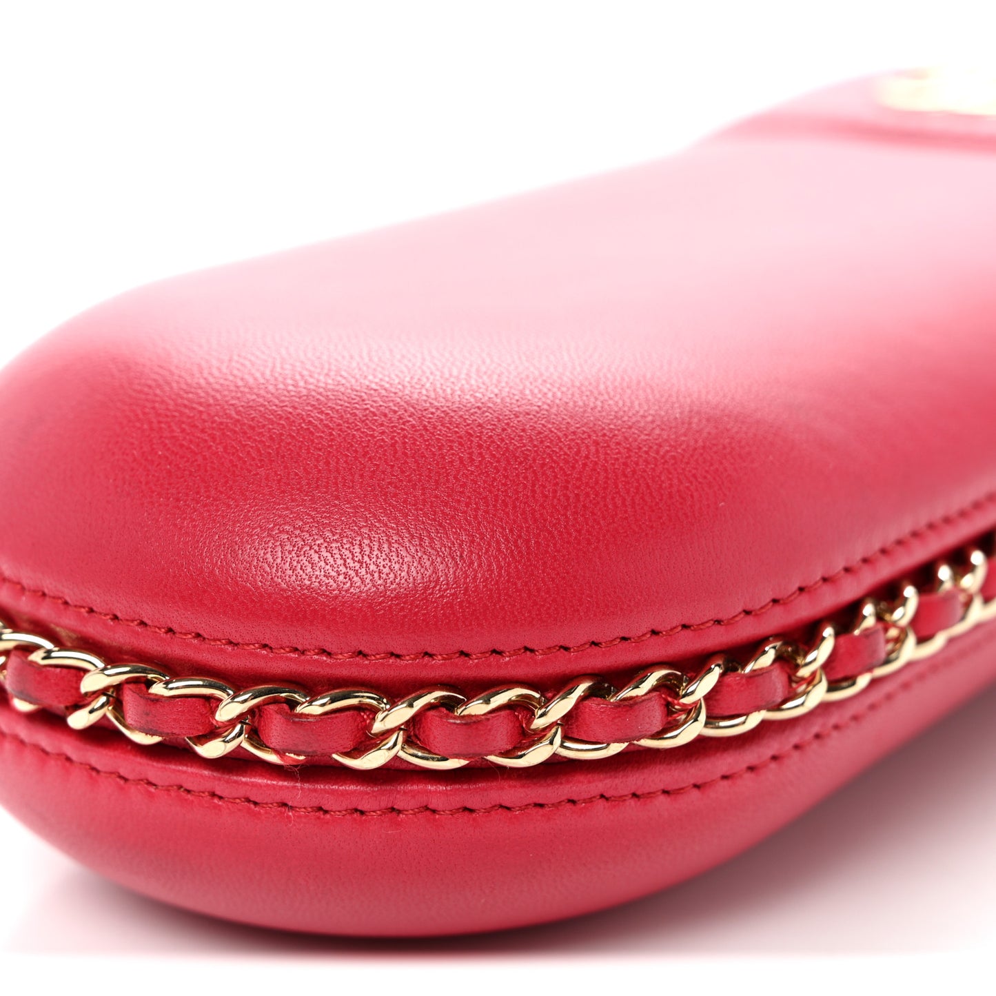 Lambskin Chain Around Phone Holder Red