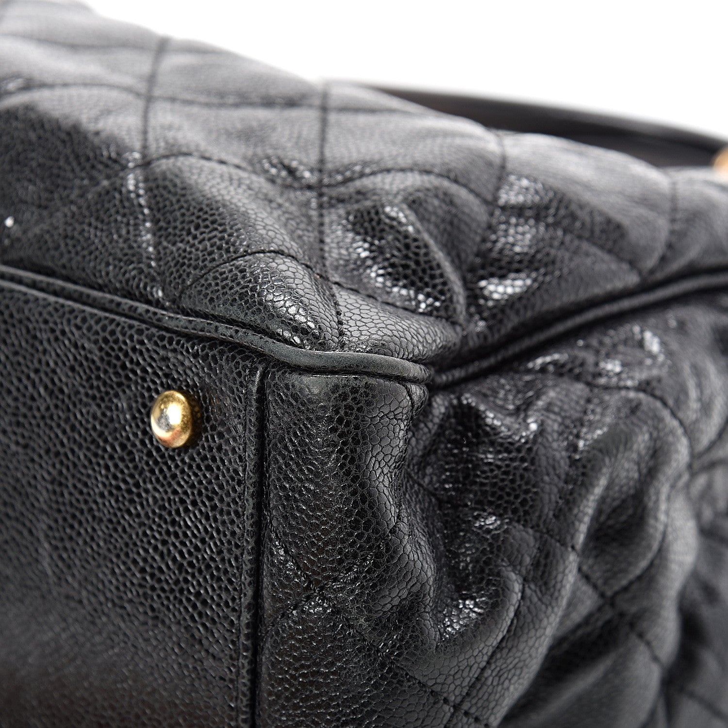 Chanel Crumpled Grained Calfskin Quilted CC Crave Tote Black 10 of 16