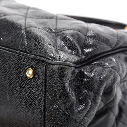 Chanel Crumpled Grained Calfskin Quilted CC Crave Tote Black 10 of 16