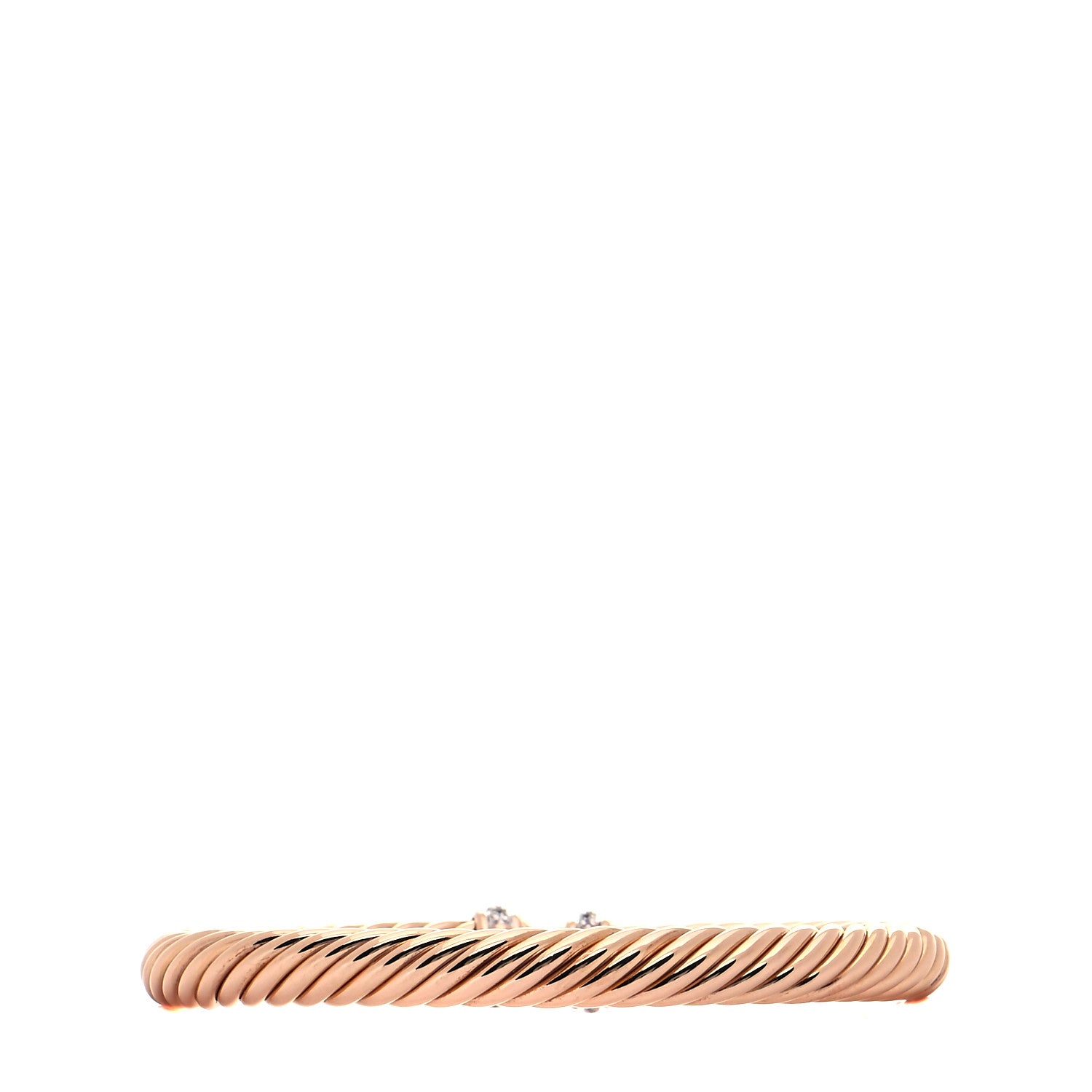 David Yurman 18K Rose Gold Diamond 7mm Cablespira Bracelet 3 of 5