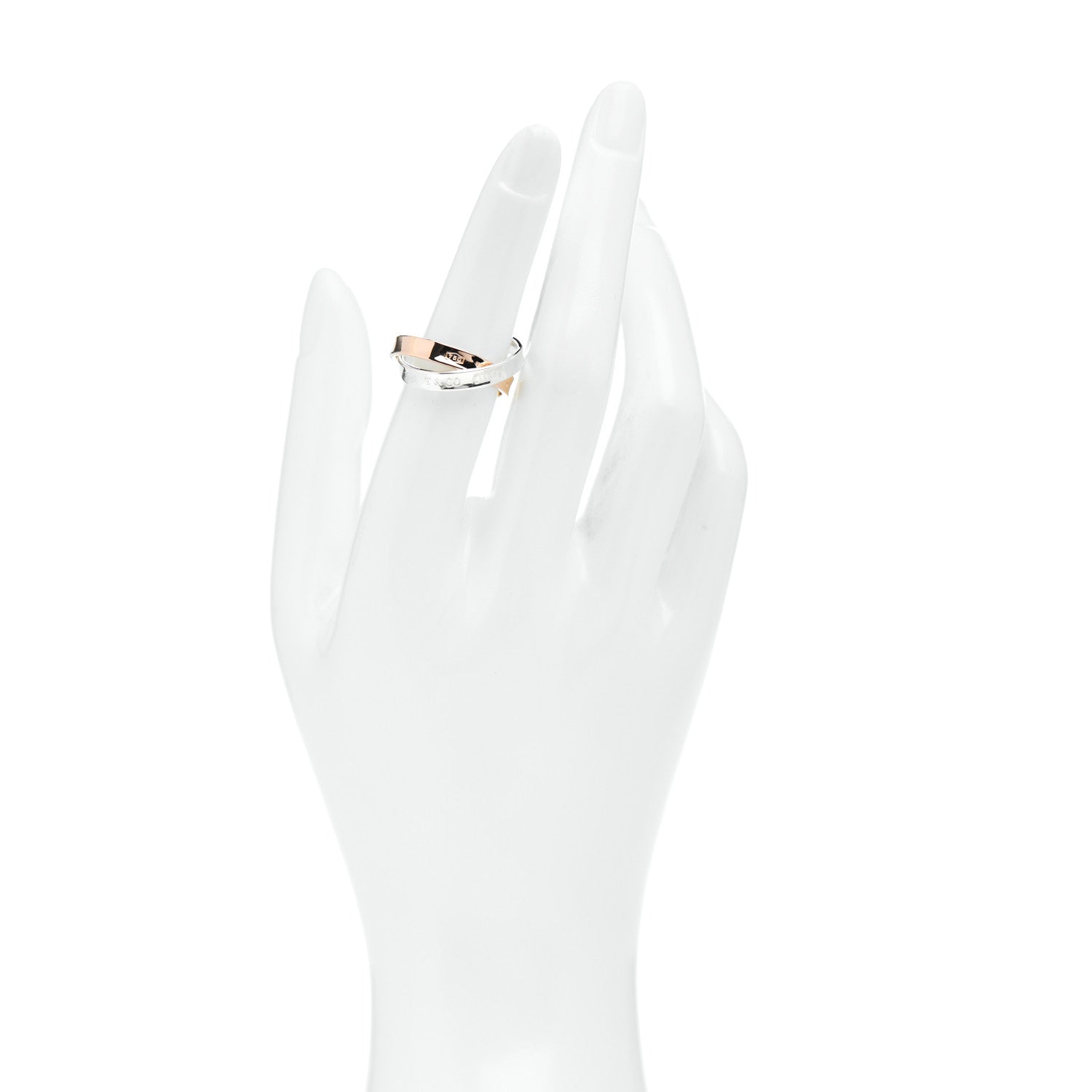 Tiffany 18K Rose Gold Sterling Silver 1837 Interlocking Circles Ring 54 6.75 2 of 4