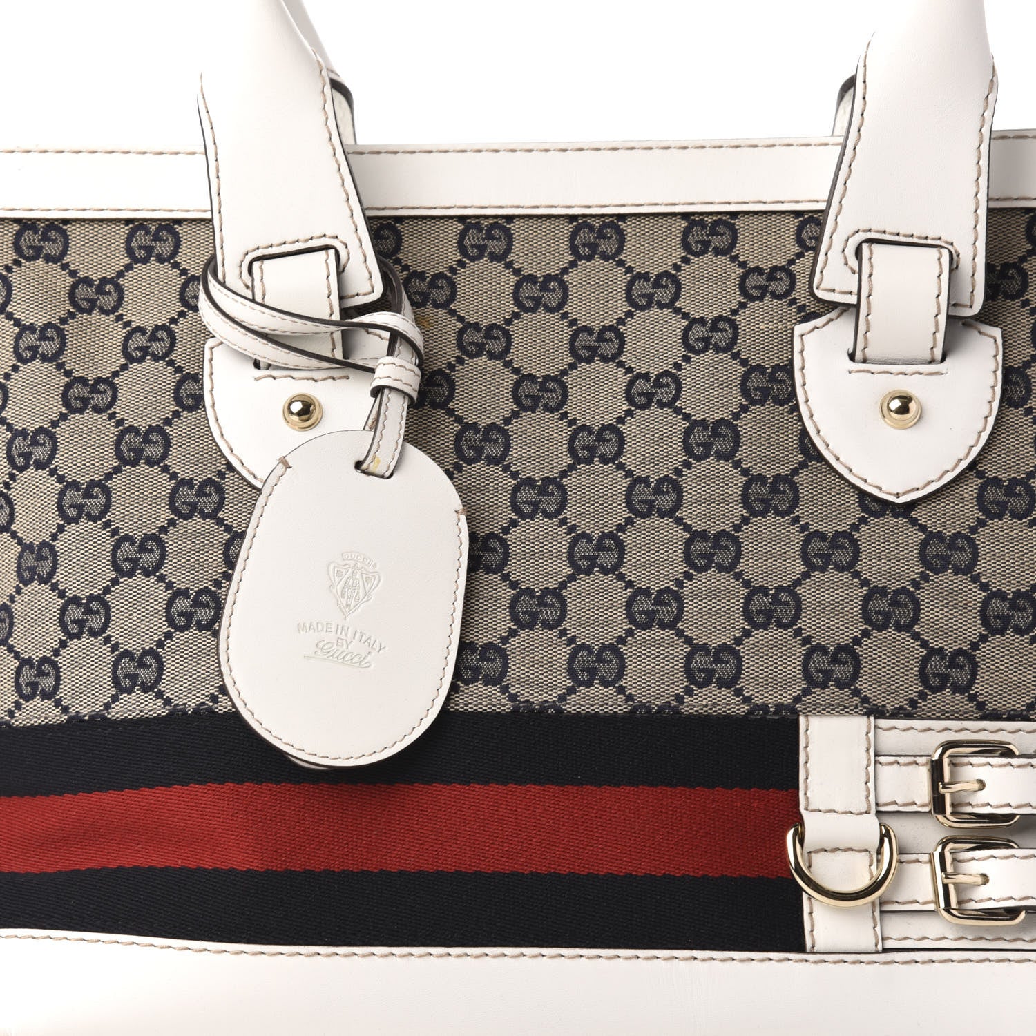 Gucci Monogram Web Medium Heritage Tote White 11 of 14