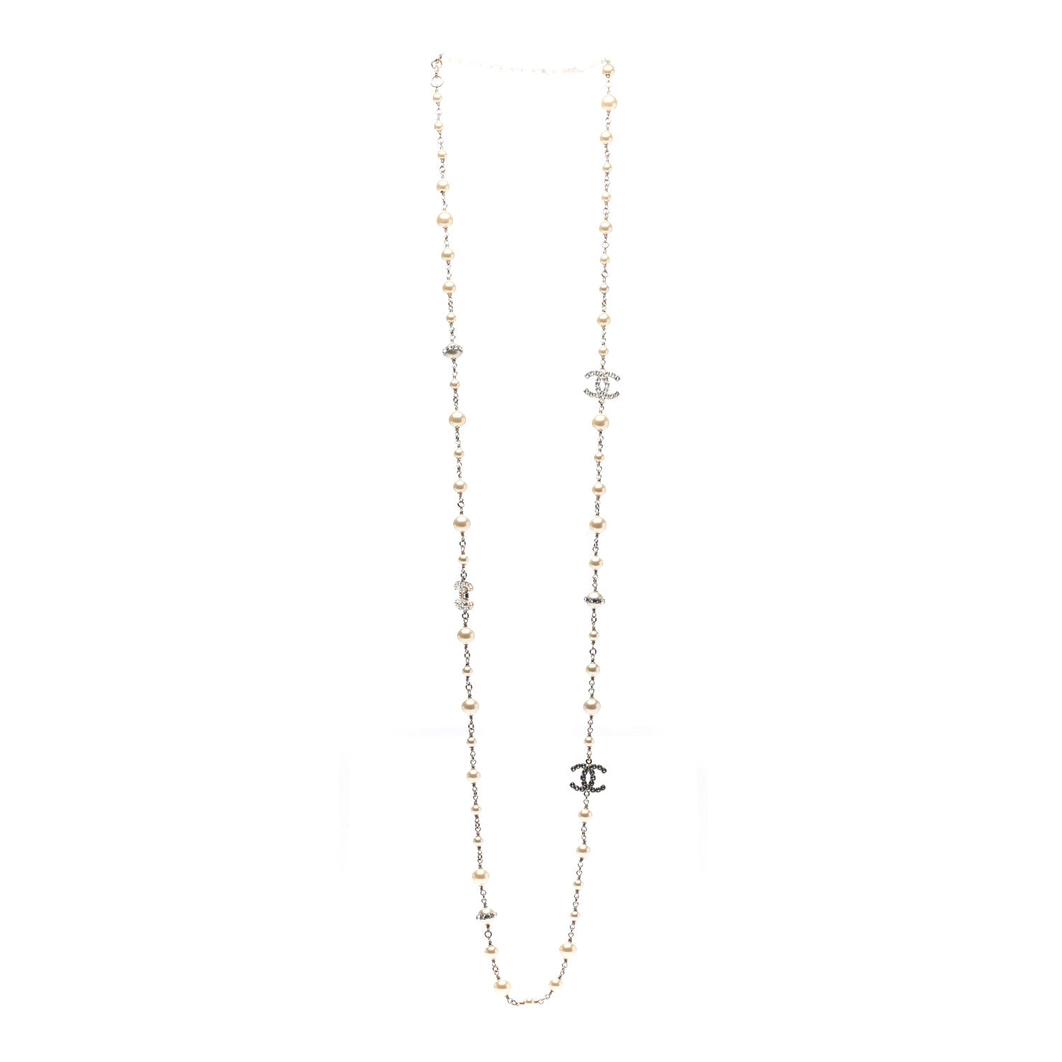 Chanel Pearl Crystal CC Necklace Gold 3 of 6