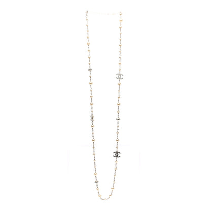 Chanel Pearl Crystal CC Necklace Gold 3 of 6