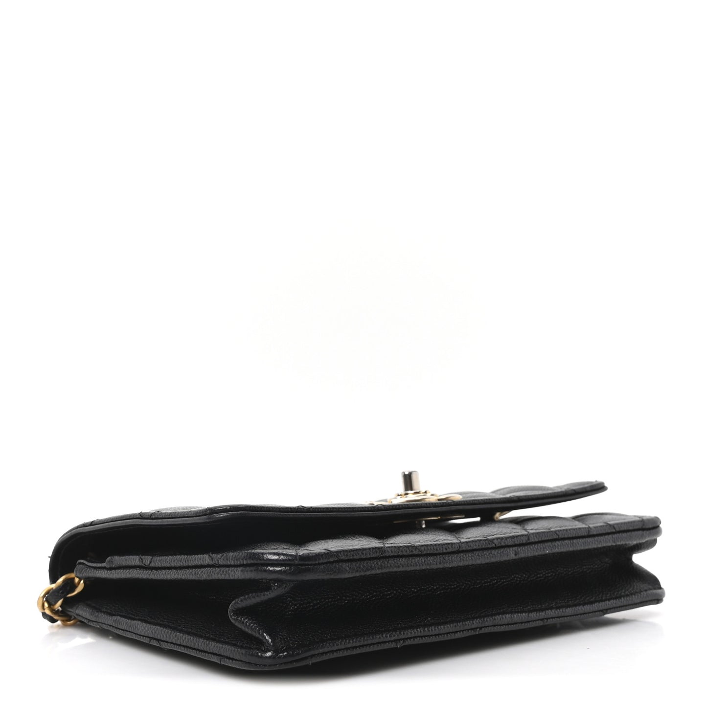 Caviar Quilted Camellia Wallet On Chain WOC Black