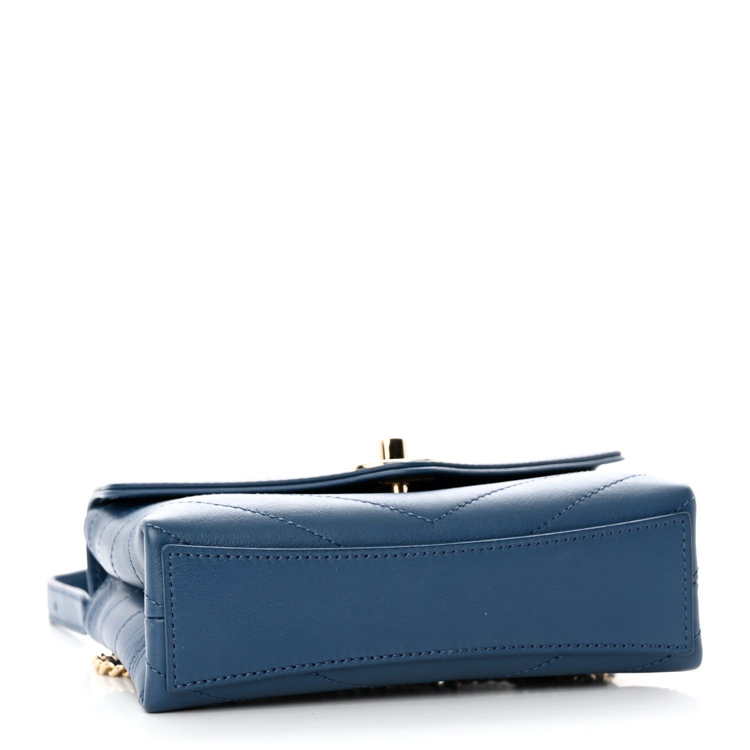 Chanel Calfskin Chevron Stitched Coco Waist Bag Blue 4 of 15