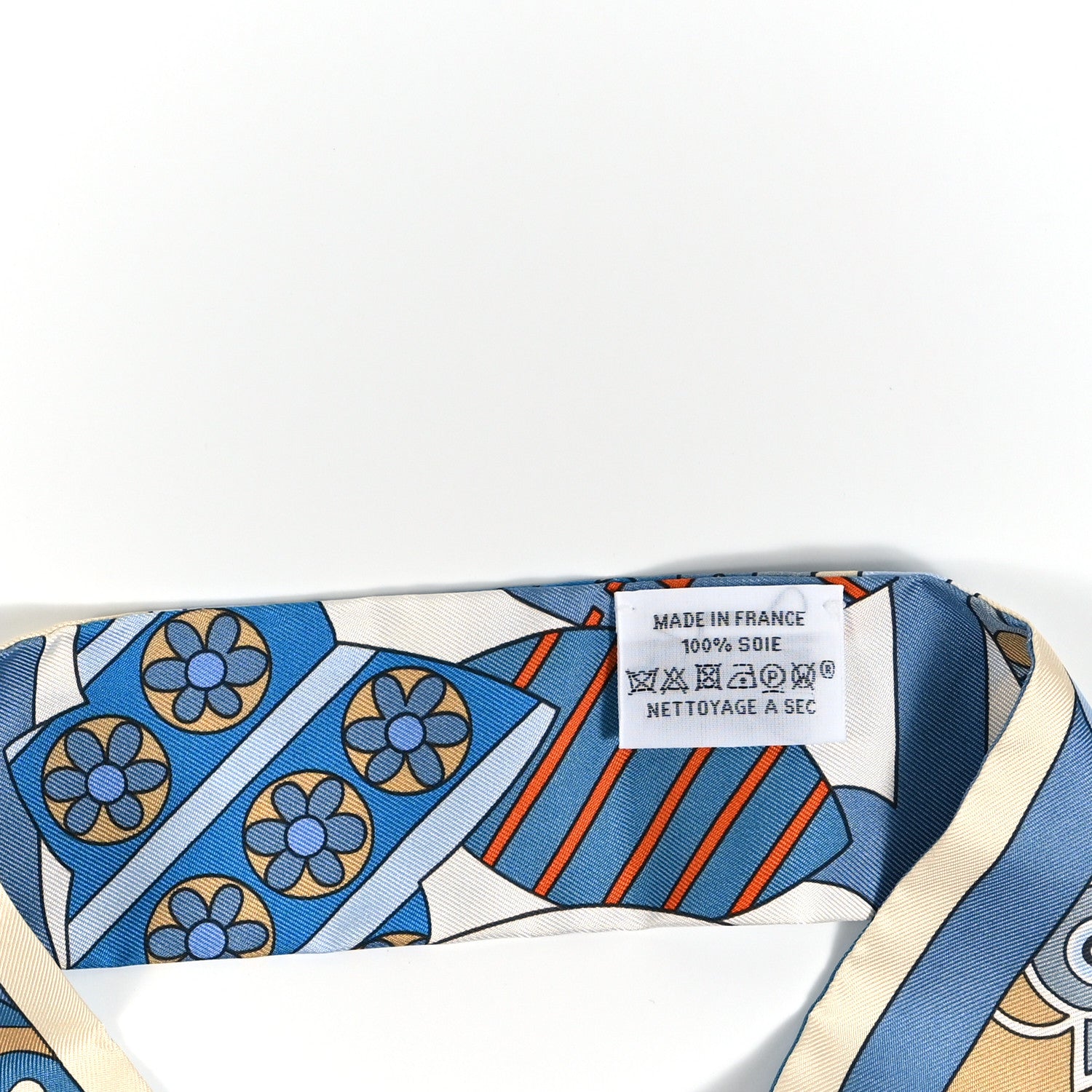 Hermes Silk Les Murmures De La Foret Twilly Bleu Jean Orange 3 of 4