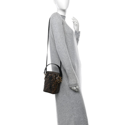 Fendi Vitello Liberty F is Fendi Bi-Color FF 1974 Embossed Mini Mon Tresor Bucket Bag Maya Black 2 of 10