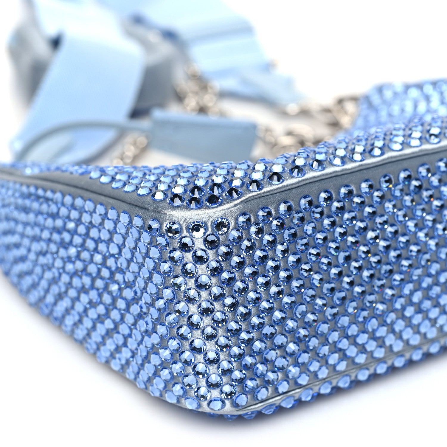 Prada Satin Crystal Re-Edition 2005 Shoulder Bag Celeste 10 of 13