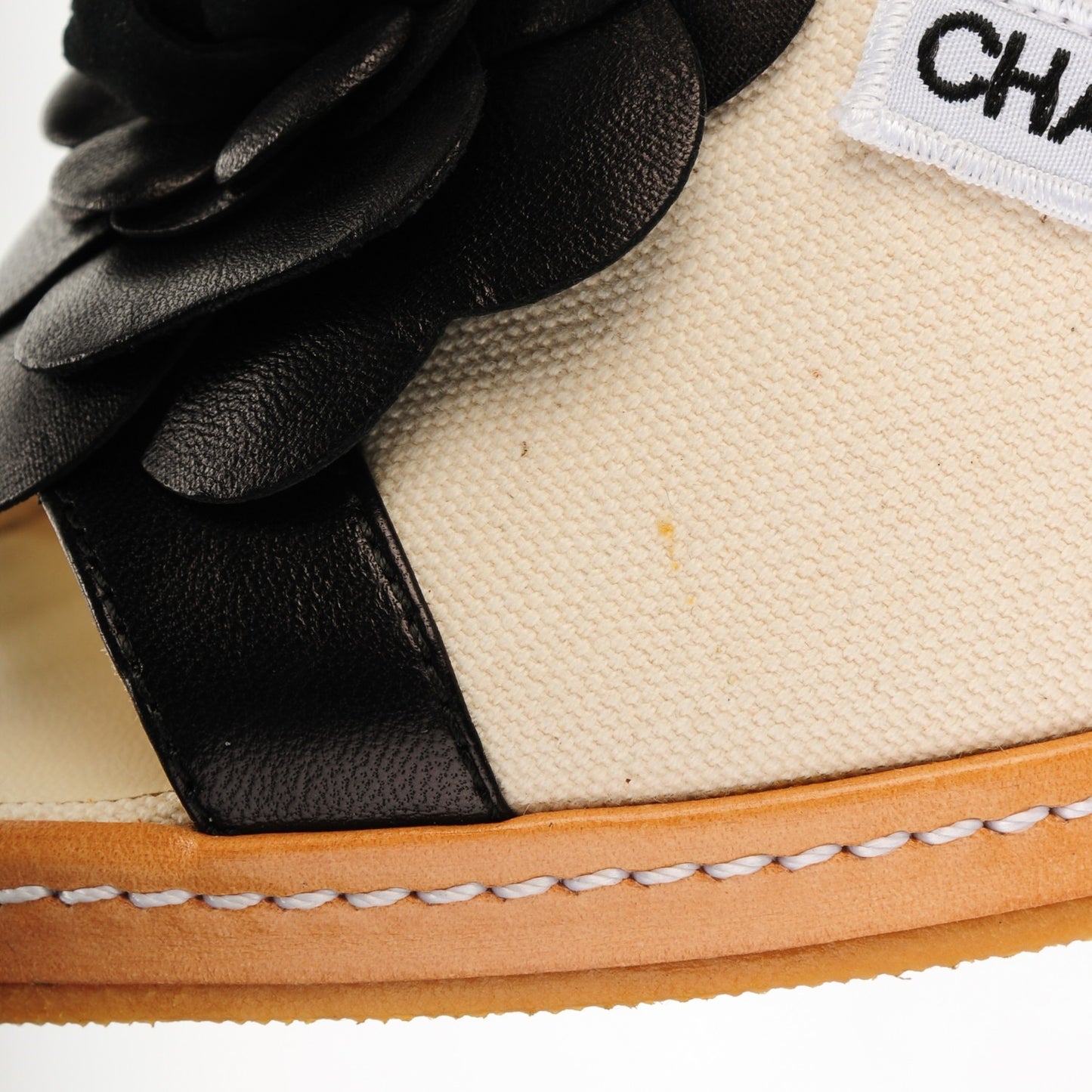 Canvas Camellia Wedge Sandals 36.5 Off White