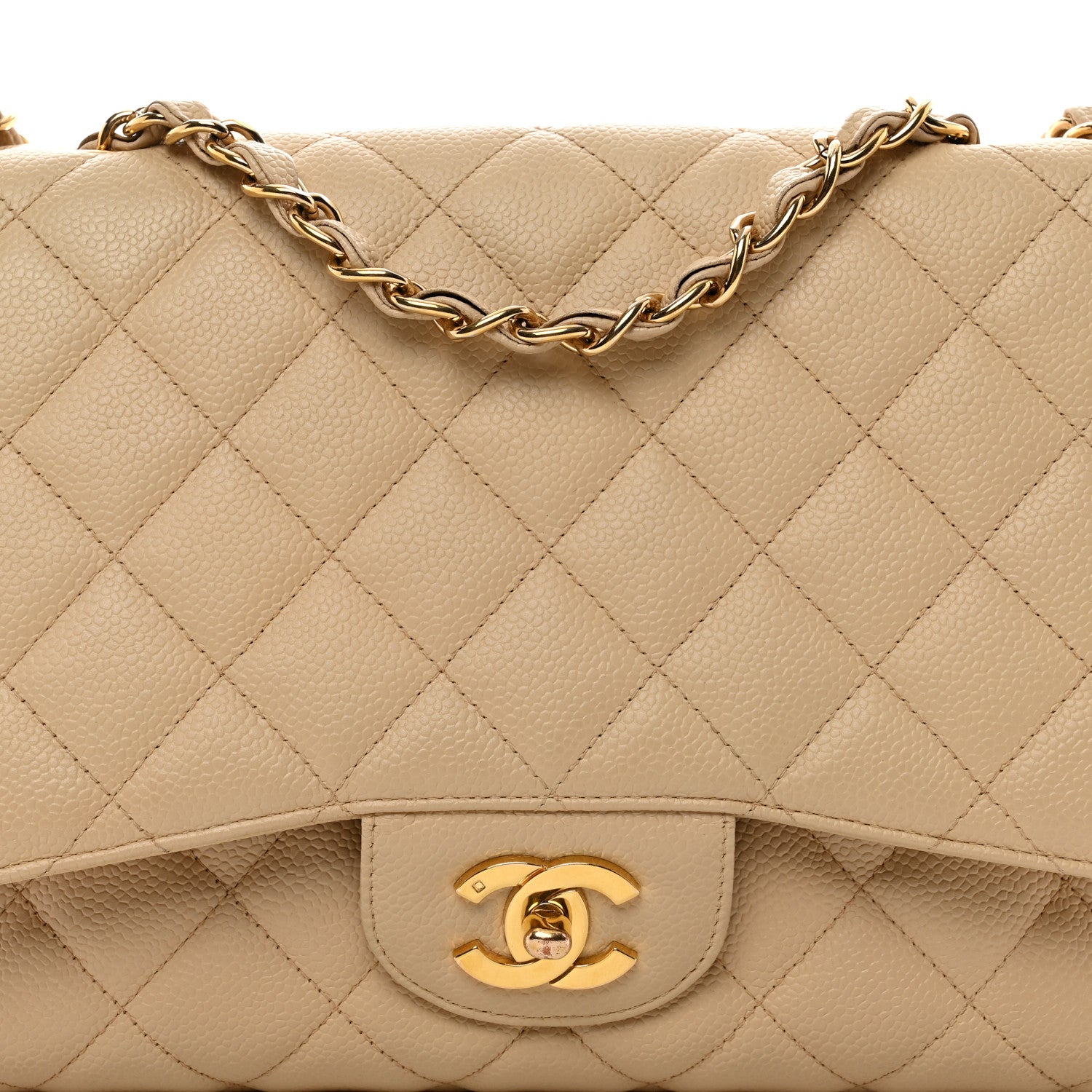 Chanel Caviar Quilted Jumbo Single Flap Beige 5 of 13