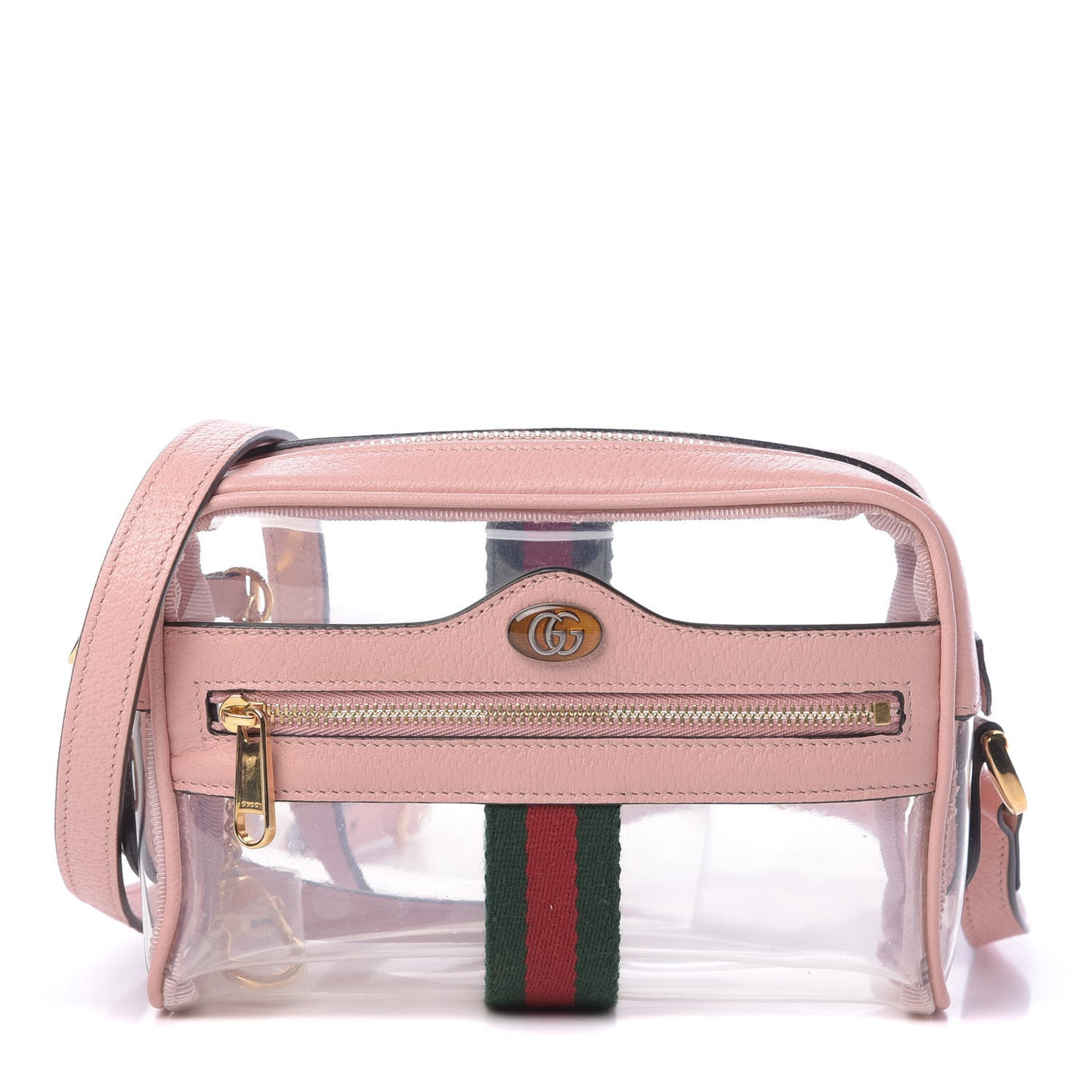 Vinyl Web Mini Ophidia Transparent Shoulder Bag Perfect Pink