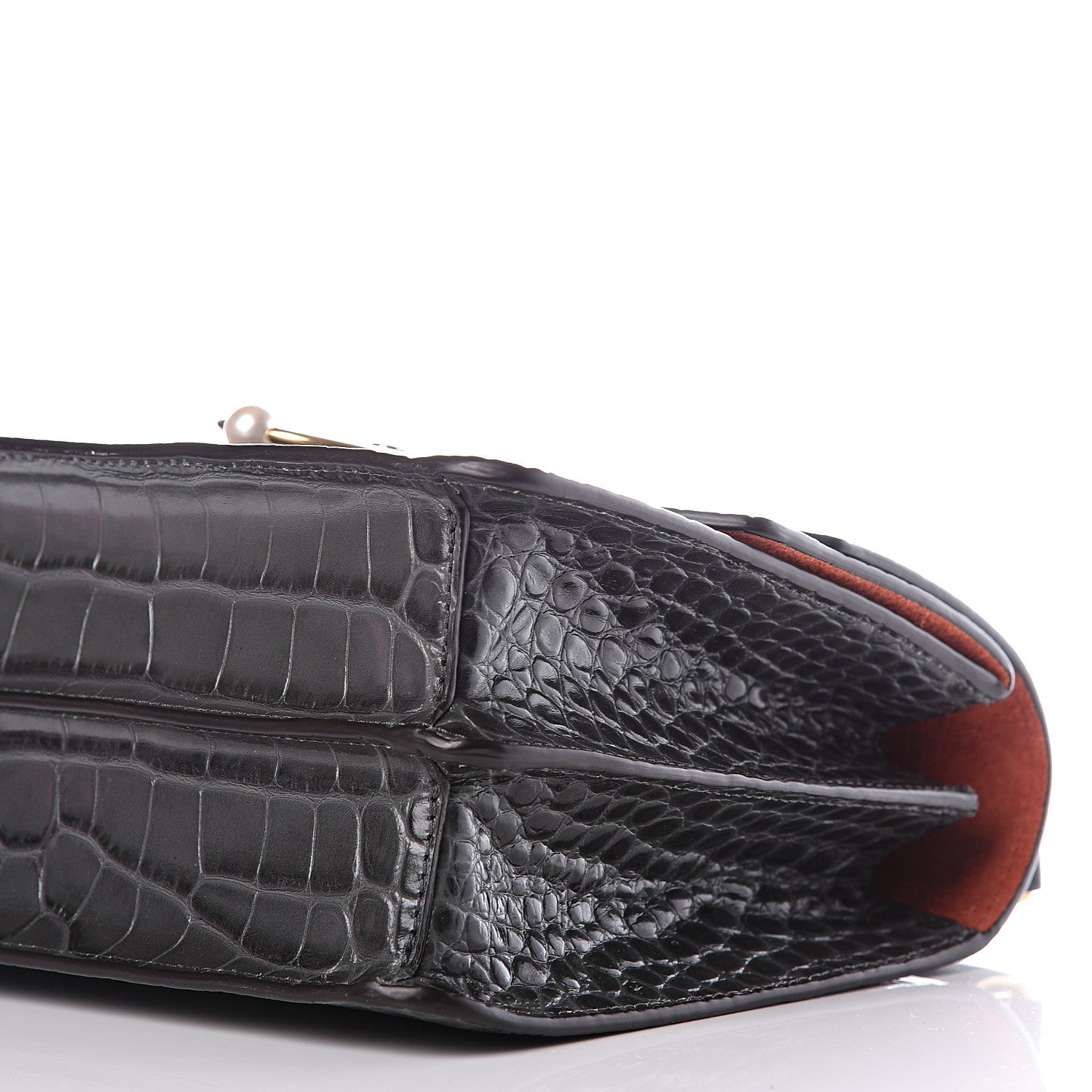 Mulberry Calfskin Crocodile Embossed Medium Harlow Satchel Dark Grey 11 of 12