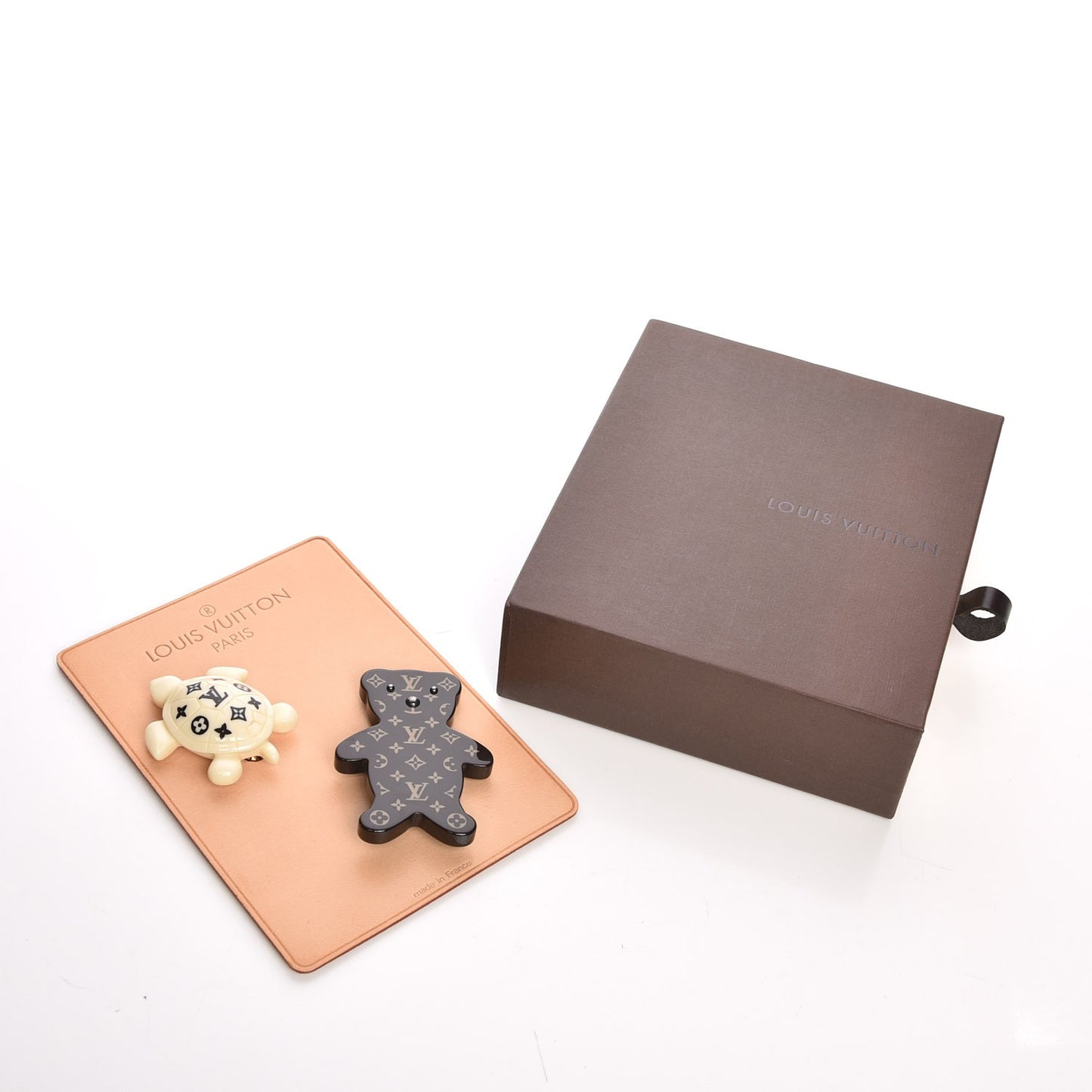 Monogram Nonours and Tortoise Pin Brooch Set