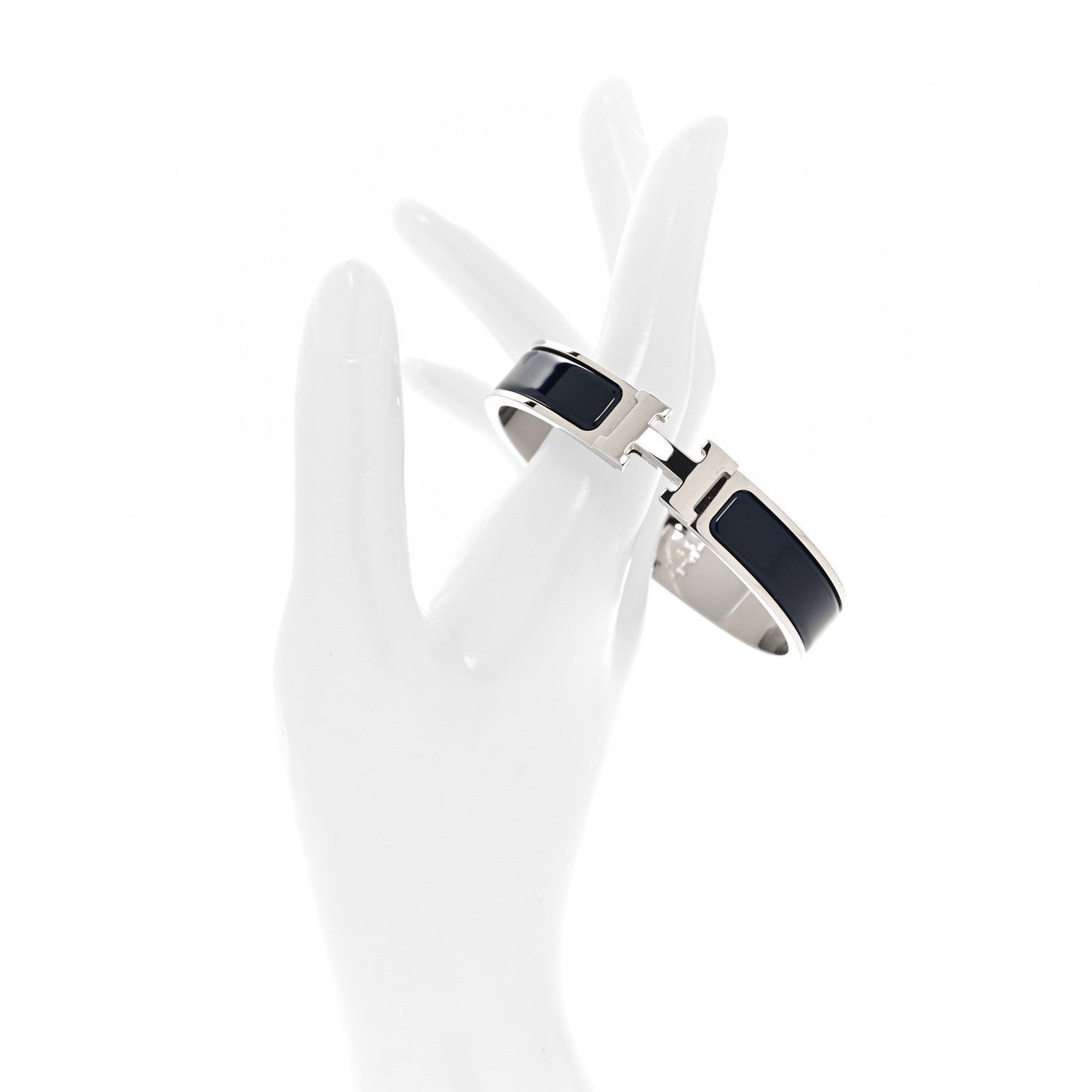 Hermes Narrow Enamel Clic Clac H Bracelet GM Bleu Abysse 2 of 5