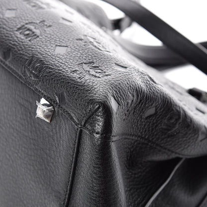 MCM Calfskin Ottomar Monogram Large Essential Tote Black 15 of 16
