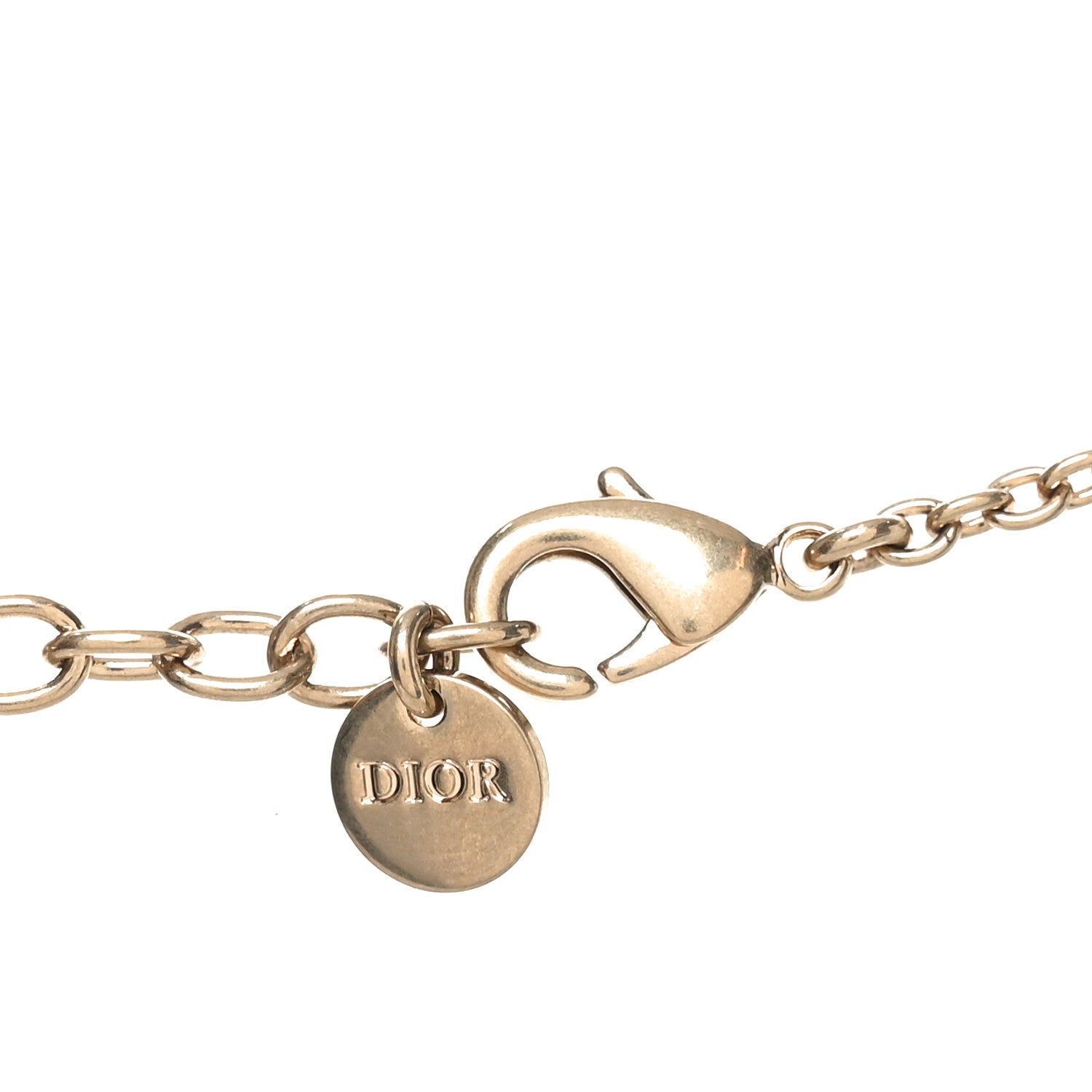 Christian Dior Metal Crystal Pearl CD Bow Necklace Gold 4 of 4