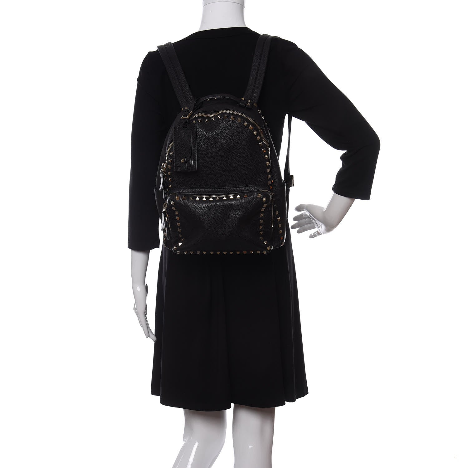 Valentino Garavani Grained Calfskin Medium Rockstud Backpack Black 2 of 9