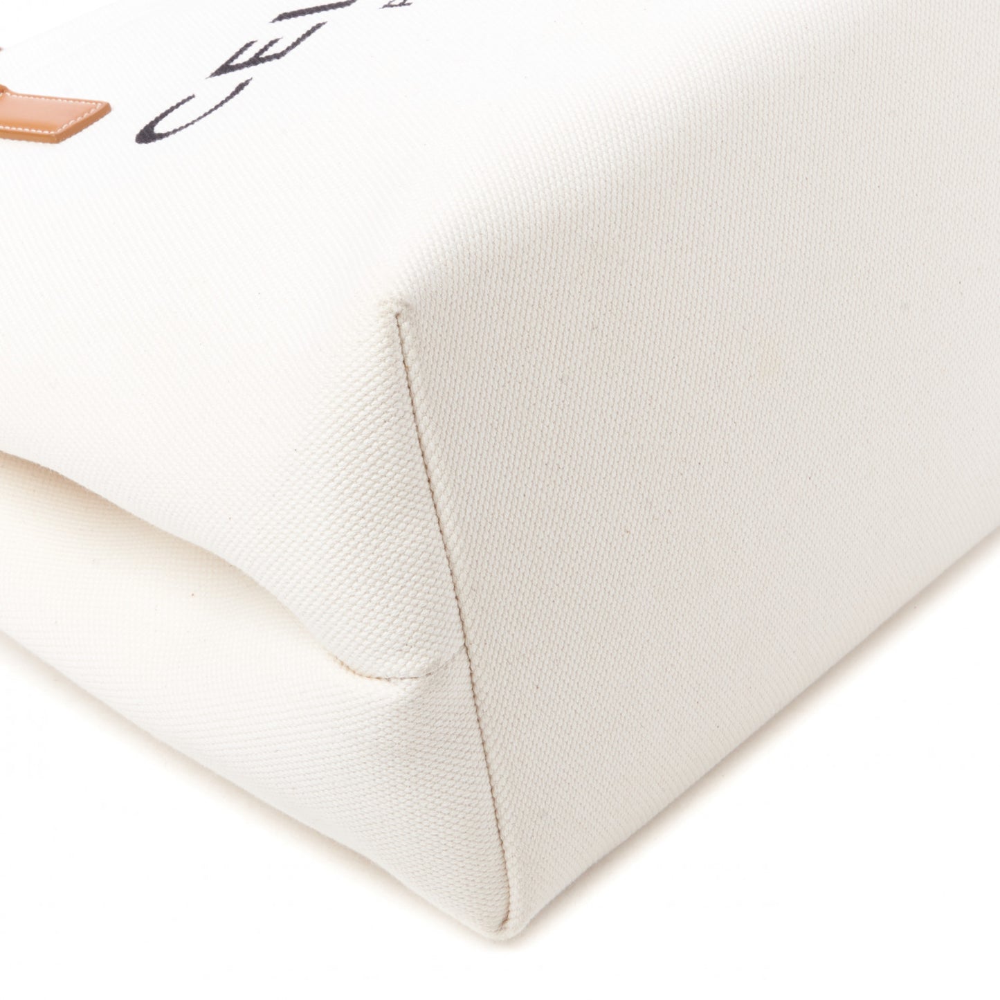 Canvas Calfskin Logo Print Small Horizontal Cabas Natural Tan