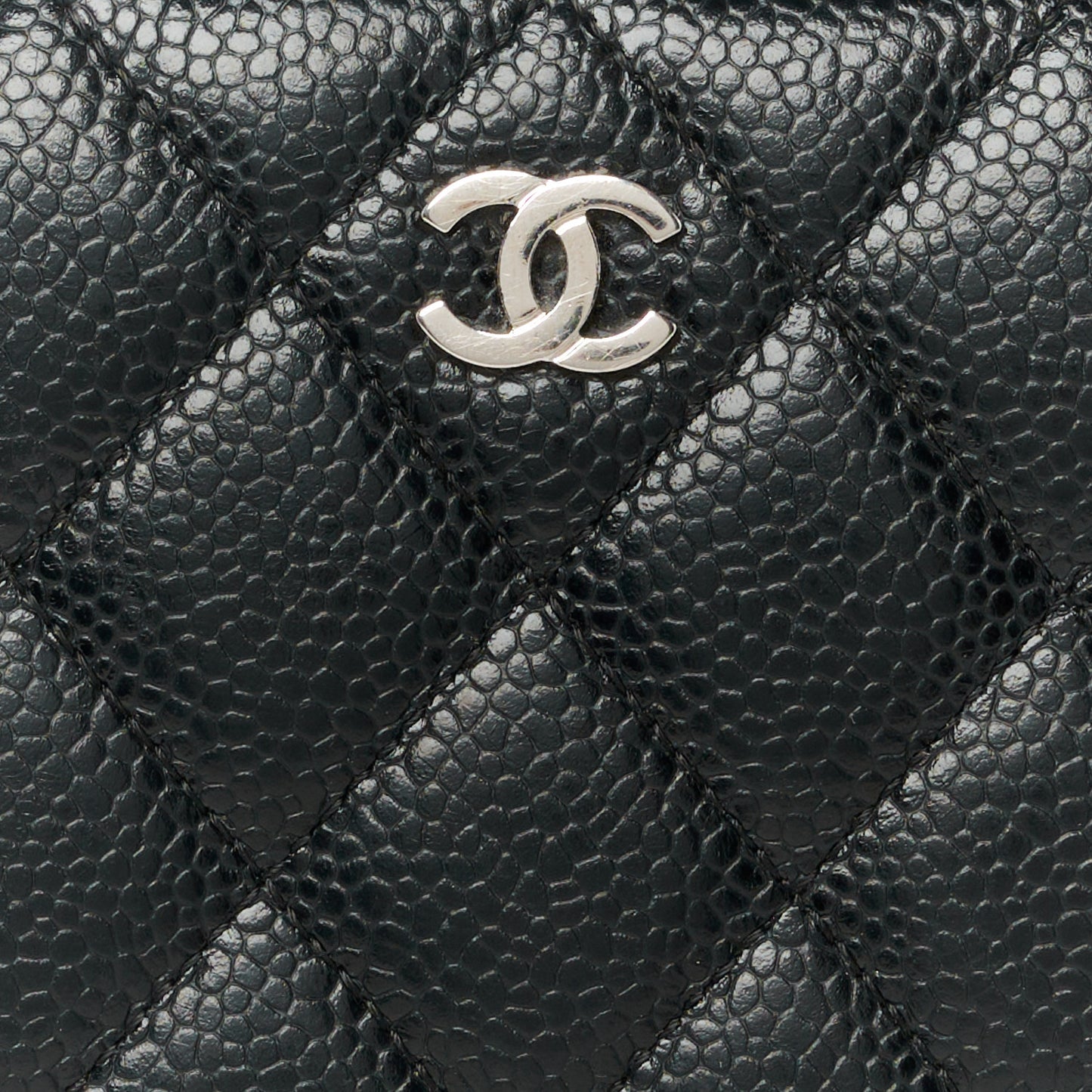 Caviar Quilted Large Gusset Zip Around Wallet Black