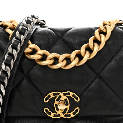 Chanel Goatskin Quilted Large Chanel 19 Flap Black 8 of 10
