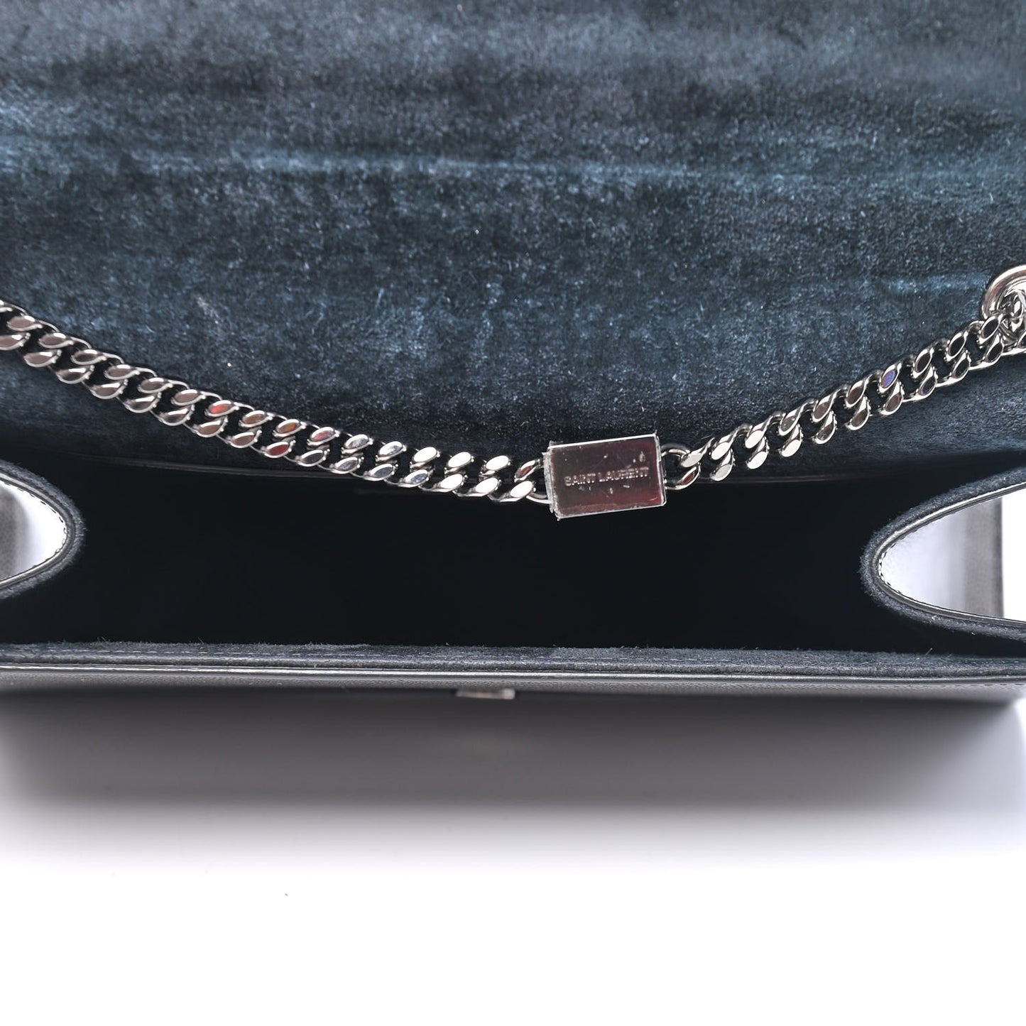 Metallic Grain De Poudre Medium Classic Monogram Kate Satchel Dark Lead