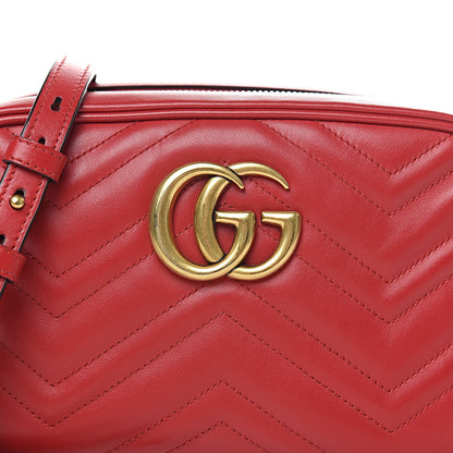 Gucci Calfskin Matelasse Small GG Marmont Chain Shoulder Bag Hibiscus Red 10 of 10