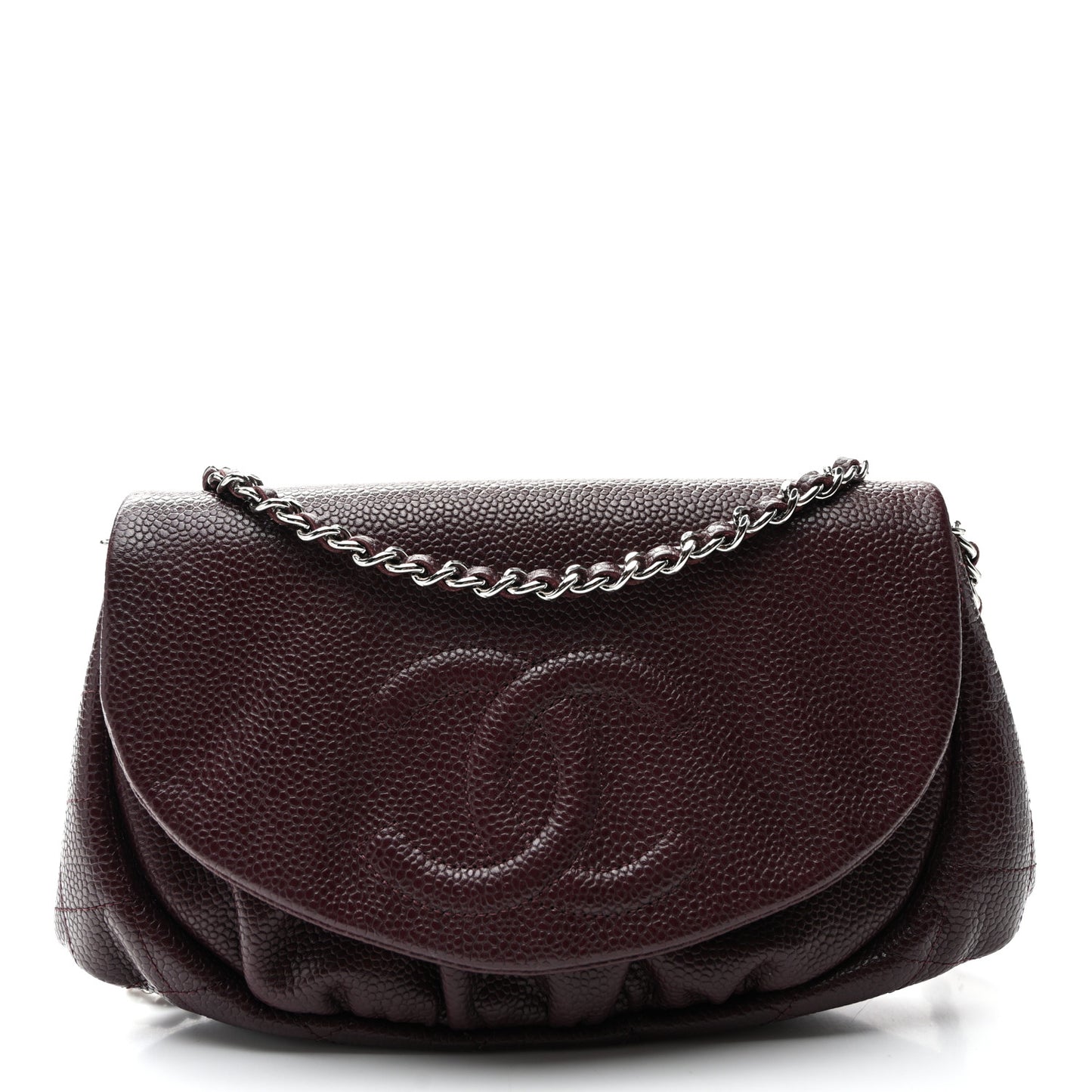 Caviar Half Moon Wallet On Chain WOC Bordeaux