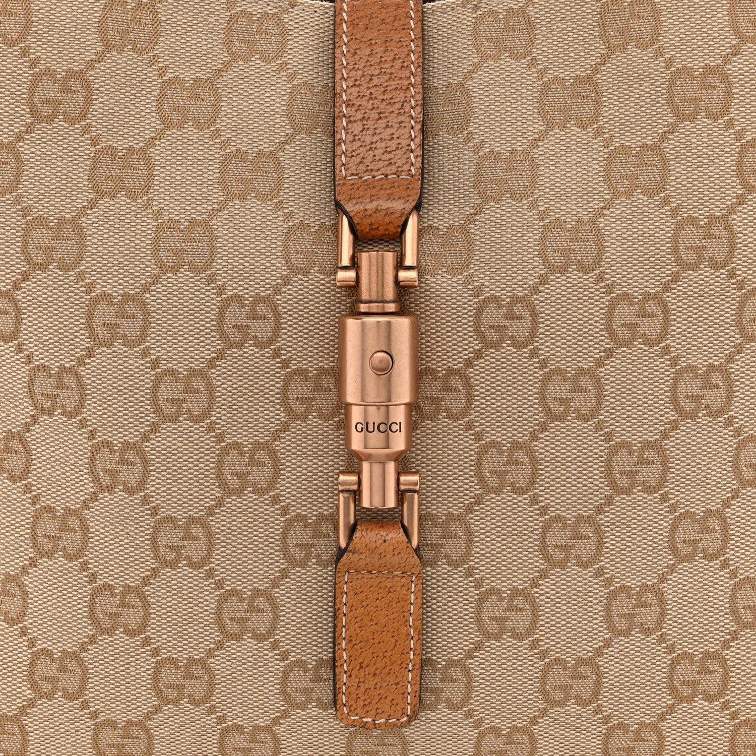 Gucci Monogram Piston Lock Jackie O Hobo Tan 8 of 11