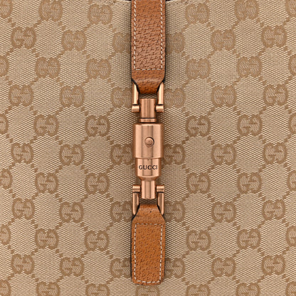 Gucci Monogram Piston Lock Jackie O Hobo Tan 8 of 11