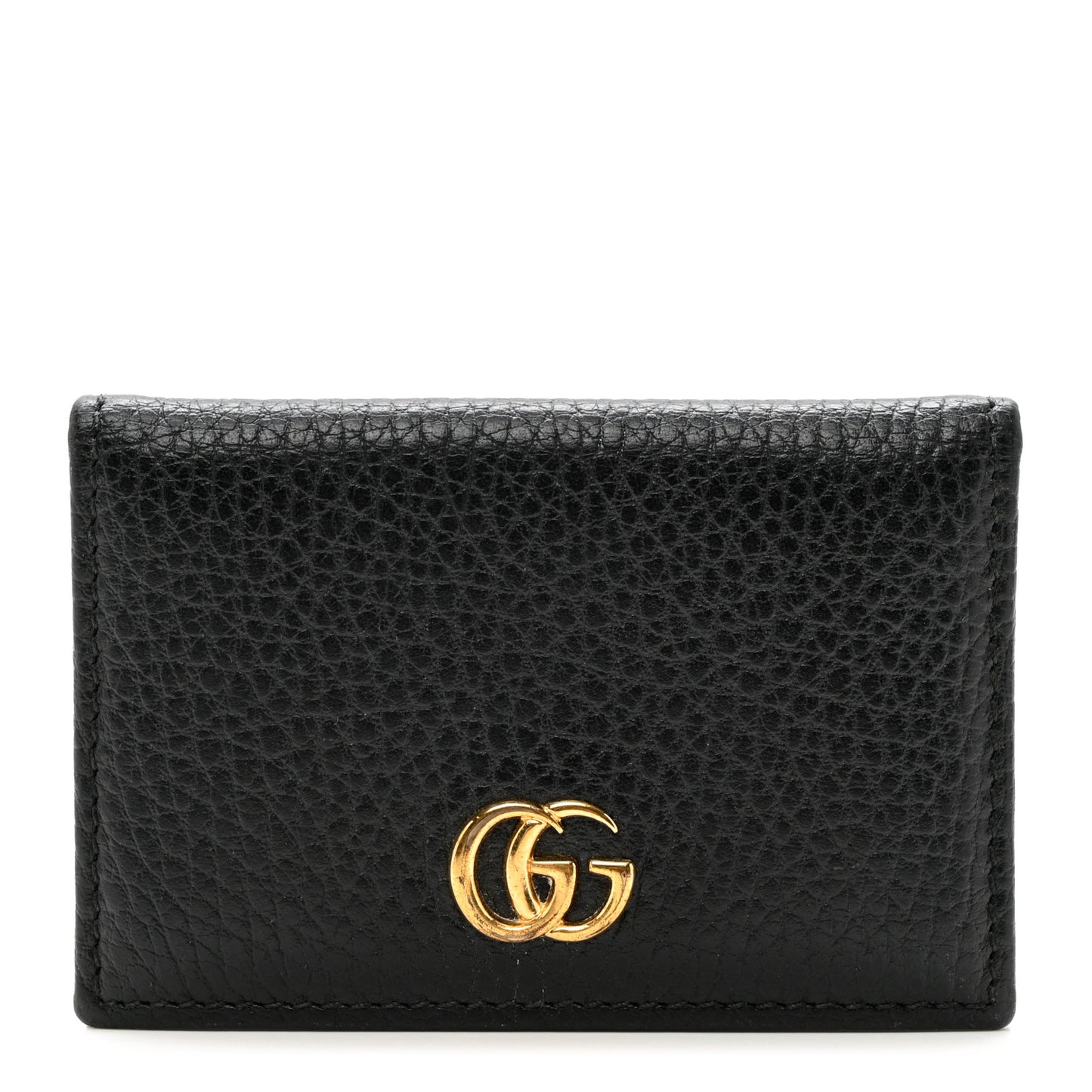 Pebbled Calfskin GG Marmont Card Case Black