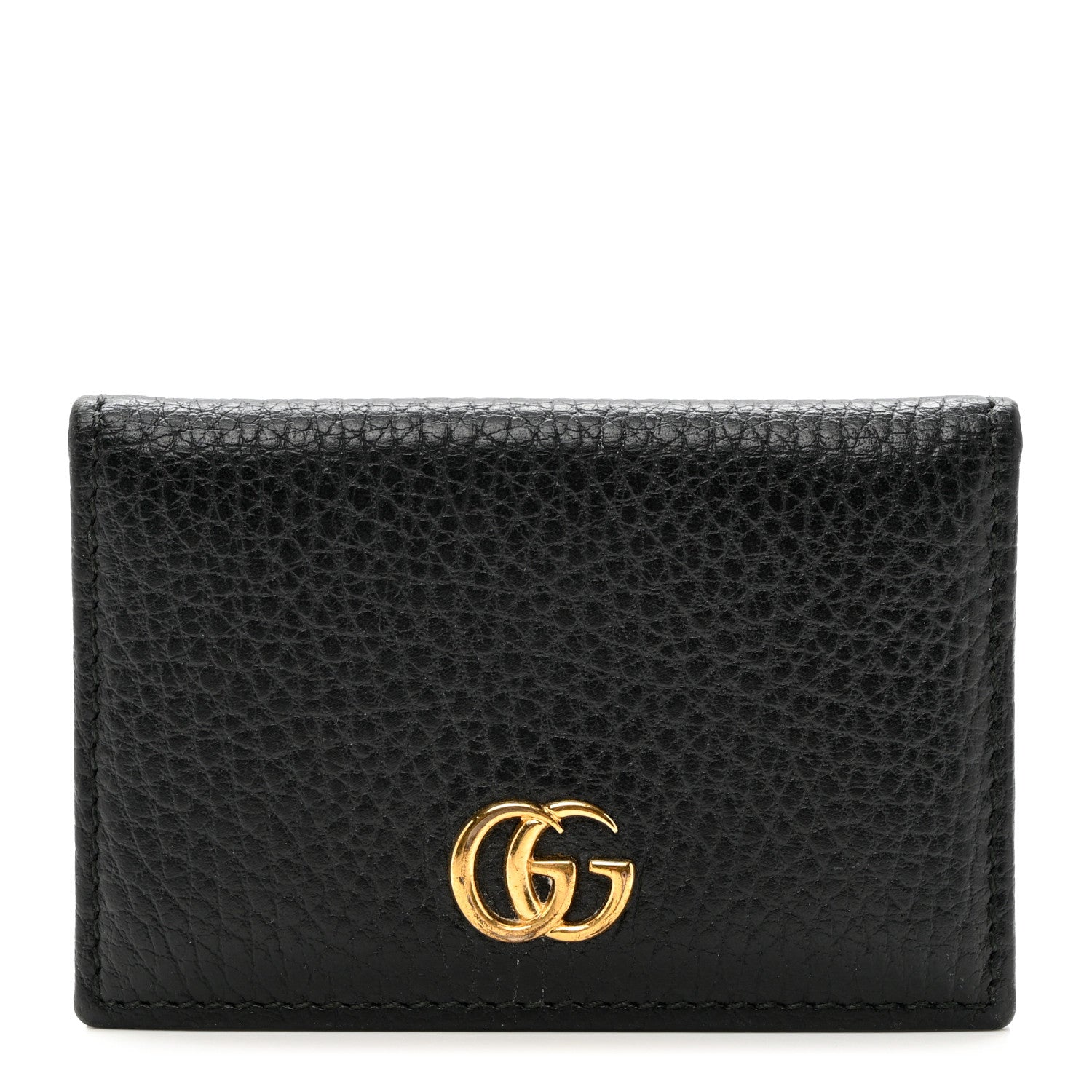 Gucci Pebbled Calfskin GG Marmont Card Case Black 1 of 7
