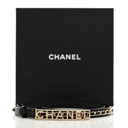 Chanel Calfskin Chain Logo Skinny Belt 80 32 Black 6 of 6