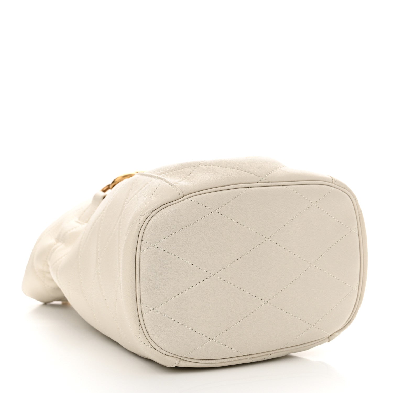 Saint Laurent Lambskin Quilted Le Maillon Bucket Bag Crema Soft 4 of 11