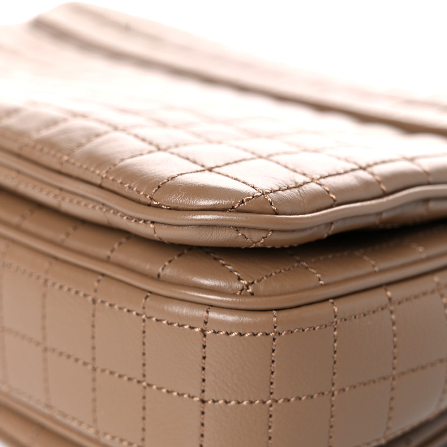Calfskin Quilted Medium C Bag Camel