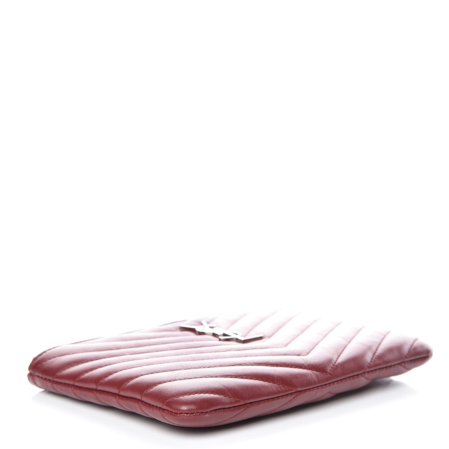 Saint Laurent Calfskin Matelasse Chevron Monogram Pouch Palissandre 4 of 9