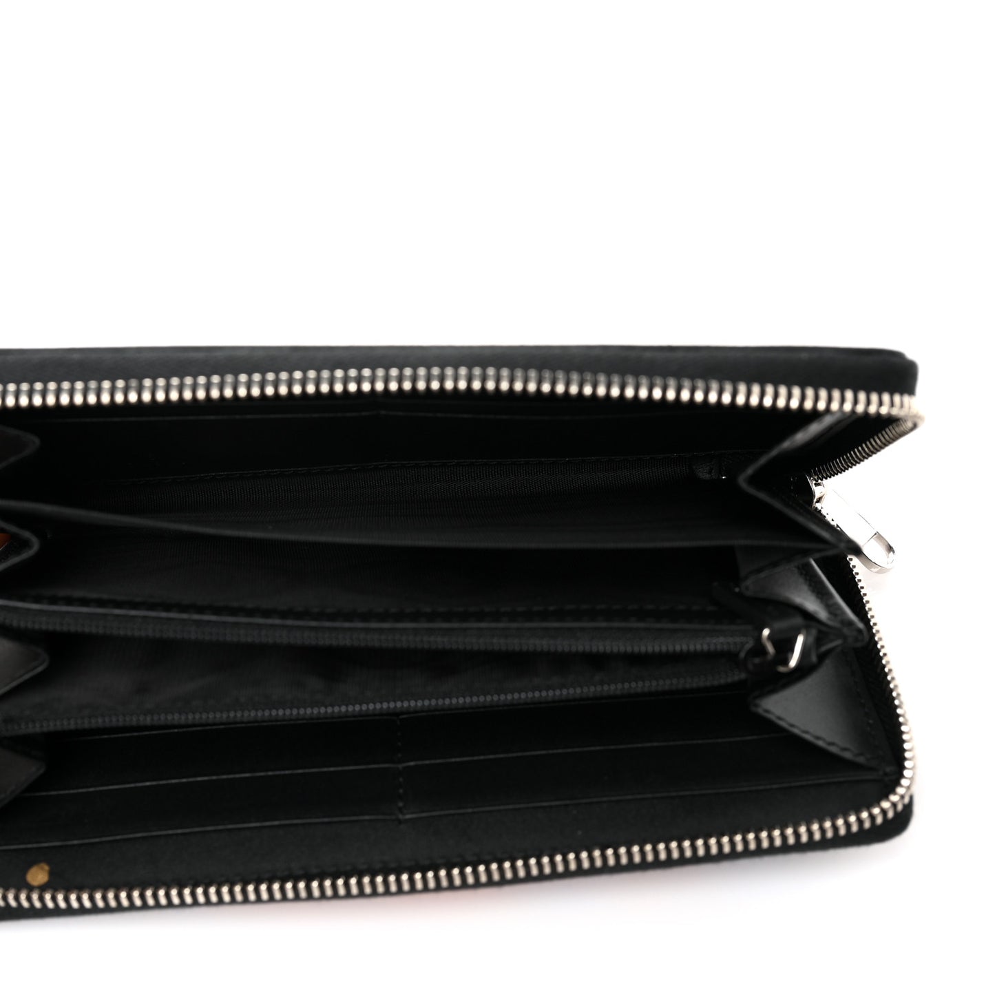 Calfskin Square G Space Zip Around Wallet Black