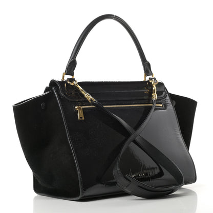 Celine Patent Suede Medium Trapeze Black 3 of 13
